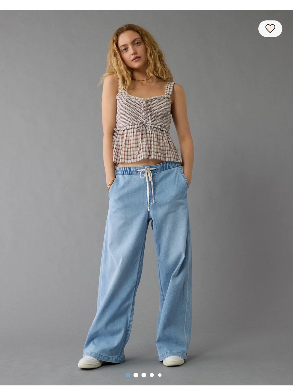 AE Dreamy Drape Low-Rise Ultra Wide-Leg Pull-On Jean Skylight Blue